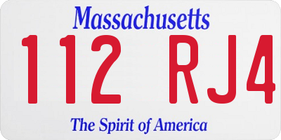 MA license plate 112RJ4
