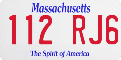 MA license plate 112RJ6