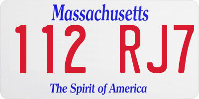 MA license plate 112RJ7
