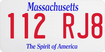 MA license plate 112RJ8