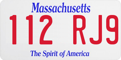 MA license plate 112RJ9