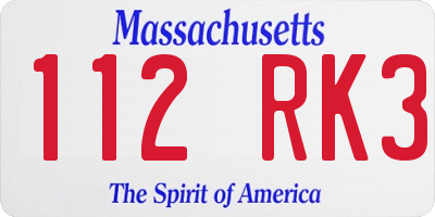 MA license plate 112RK3