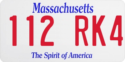 MA license plate 112RK4