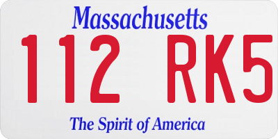 MA license plate 112RK5