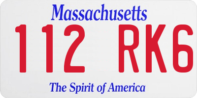 MA license plate 112RK6