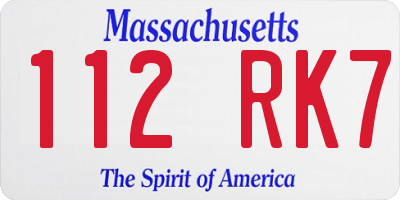MA license plate 112RK7
