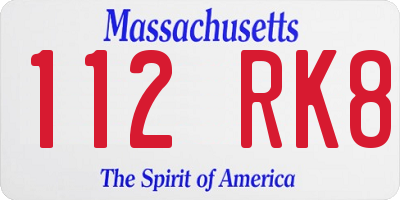 MA license plate 112RK8