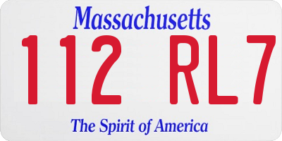 MA license plate 112RL7
