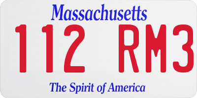 MA license plate 112RM3