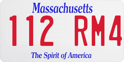 MA license plate 112RM4