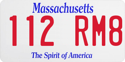 MA license plate 112RM8