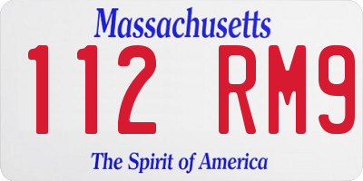 MA license plate 112RM9