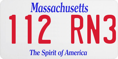 MA license plate 112RN3