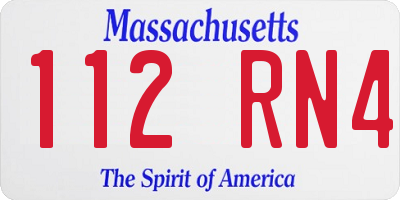 MA license plate 112RN4