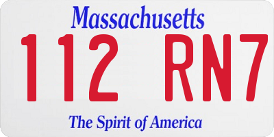 MA license plate 112RN7