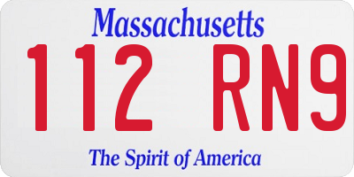 MA license plate 112RN9