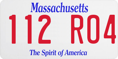 MA license plate 112RO4