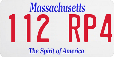 MA license plate 112RP4