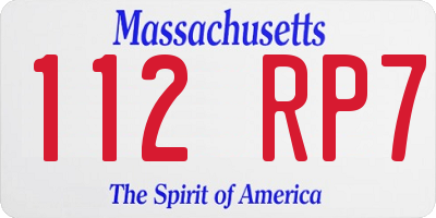 MA license plate 112RP7