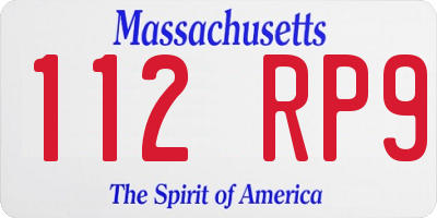 MA license plate 112RP9