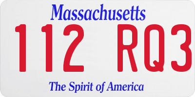 MA license plate 112RQ3