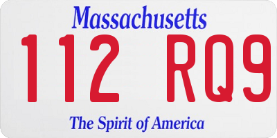 MA license plate 112RQ9