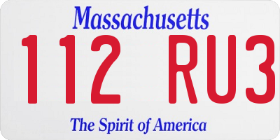 MA license plate 112RU3