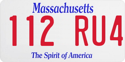 MA license plate 112RU4