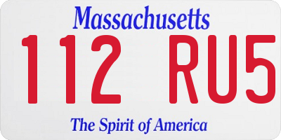 MA license plate 112RU5
