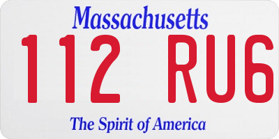 MA license plate 112RU6