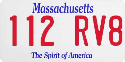 MA license plate 112RV8
