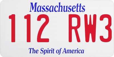 MA license plate 112RW3
