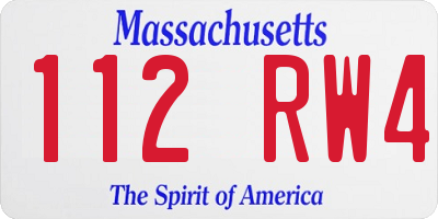MA license plate 112RW4