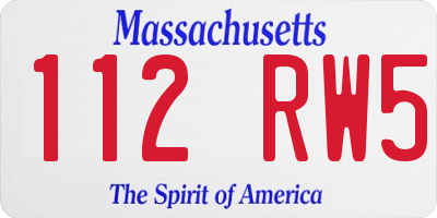 MA license plate 112RW5