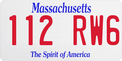 MA license plate 112RW6