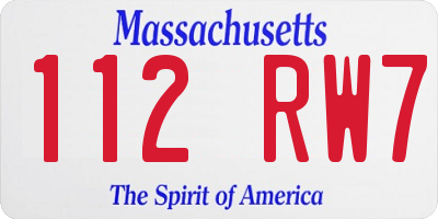 MA license plate 112RW7