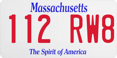 MA license plate 112RW8