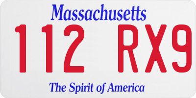 MA license plate 112RX9