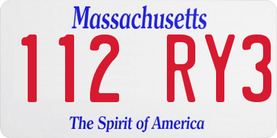 MA license plate 112RY3