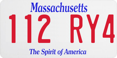 MA license plate 112RY4