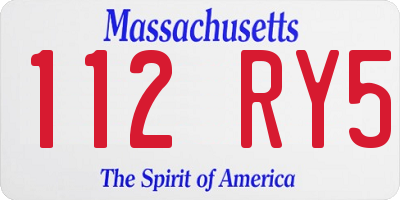 MA license plate 112RY5