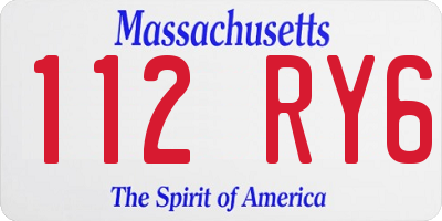 MA license plate 112RY6