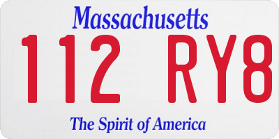 MA license plate 112RY8