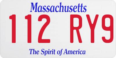 MA license plate 112RY9