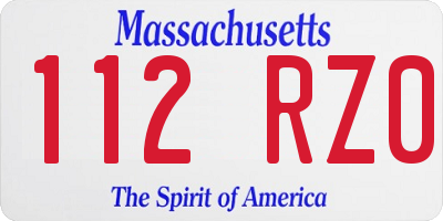 MA license plate 112RZ0