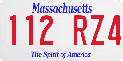 MA license plate 112RZ4