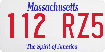 MA license plate 112RZ5