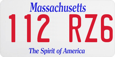 MA license plate 112RZ6