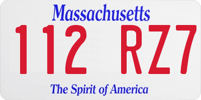 MA license plate 112RZ7