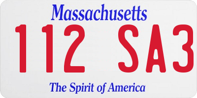 MA license plate 112SA3